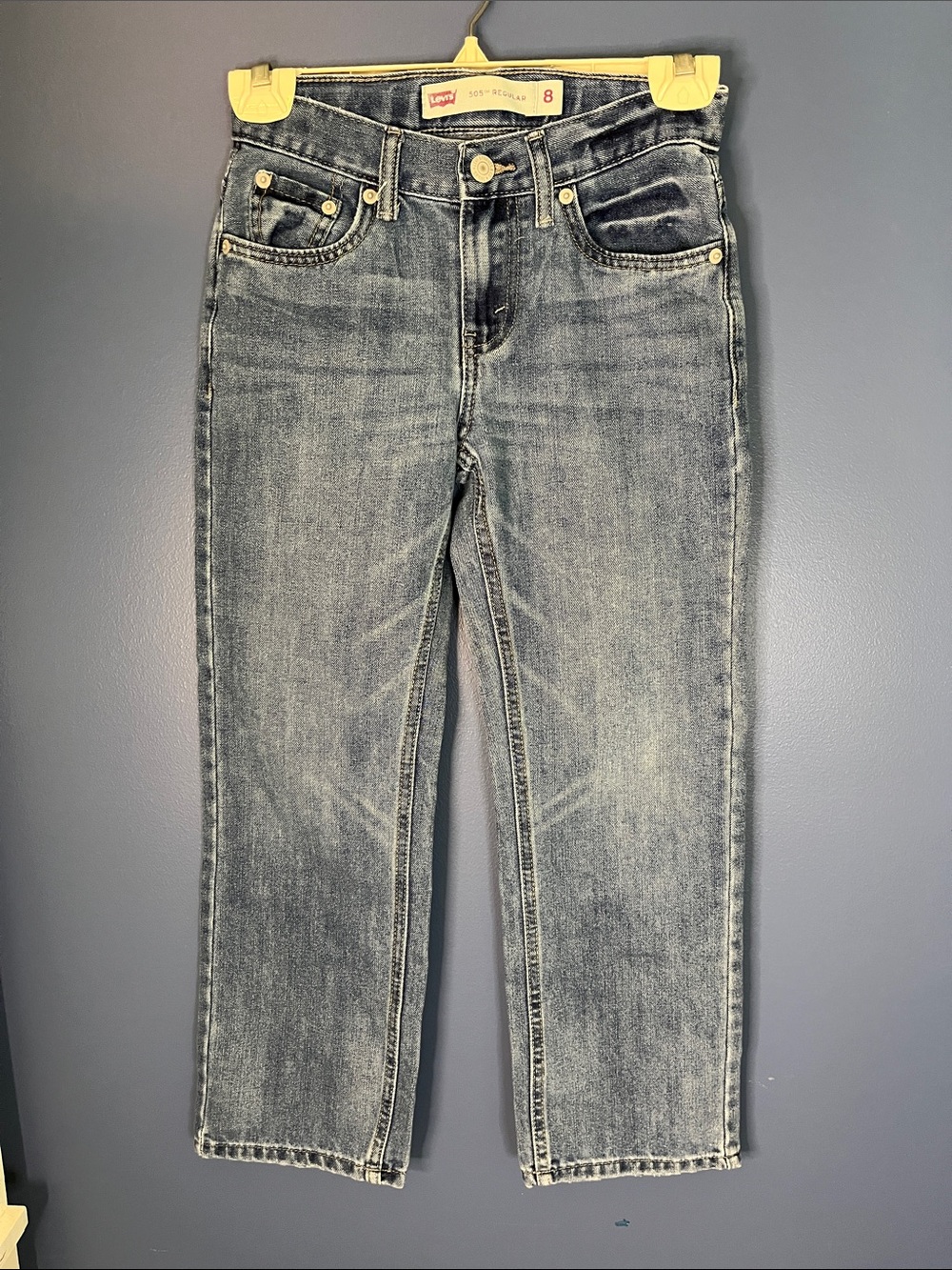 Levi's BOY's size 8 regular Medium Blue Denim 505™ Jeans, suttle distress fade